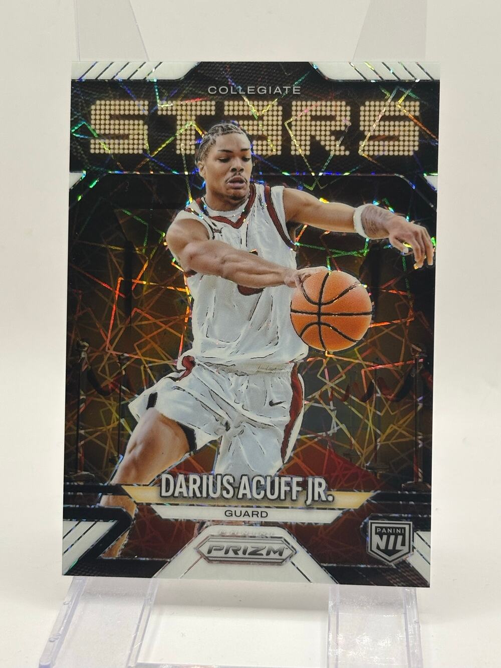 2025-26 Panini Prizm NIL Darius Acuff Jr Stars White Laser Prizm 55/99 SP Kings
